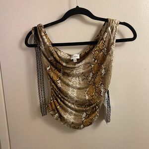 Snake Print Cowl Neck Top